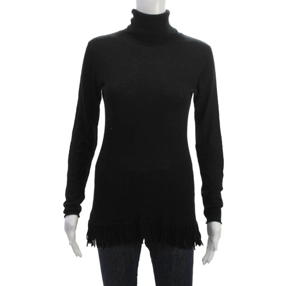 Bruno Manetti Women Black Turtleneck Pullover Sweater Long Sleeve Silk Size 46